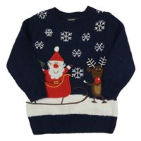 Tmavomodrý sveter s vánočním motívom George