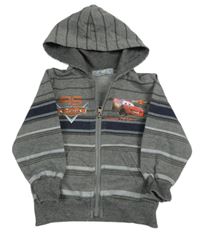 Sivá pruhovaná prepínaci mikina s Cars a kapucňou Kidtizen