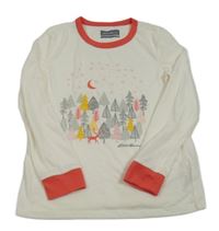 Smetanovo-korálové triko se stromečky Eddie Bauer