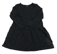 Čierne bavlnené šaty s bodkami H&M