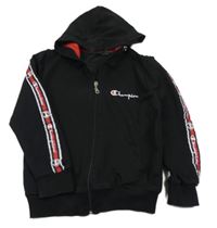 Černá propínací mikina s logem Champion a kapucí 