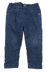 Tmavomodré manšestrové podšité kalhoty M&S