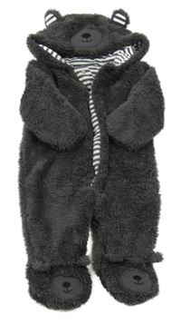 Šedá chlupatá podšitá kombinéza s kapucí George 