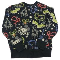 Čierna mikina s nápismi Peacocks