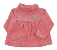 Ružová zamatová mikina s kvietkom C&A