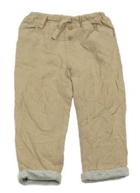 Béžové plátenné podšité nohavice Tex