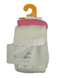 Nové - 2x - Bílé + růžové punčocháče Primark