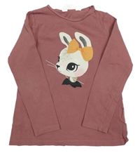 Růžové triko se zajíčkem H&M