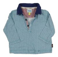 Tyrkysovo-biele vzorované polo tričko Ted Baker