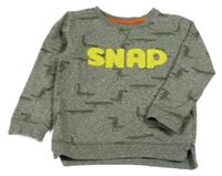 Khaki melírovaná mikina s krokodílmi  a nápisom Mothercare