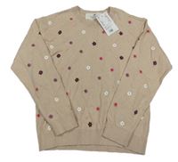 Nové - Béžový sveter s kvietkami H&M