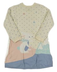 Smotanové vzorované svetrové šaty s králikom Mothercare