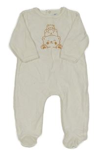 Bílý sametový overal s medvídky 