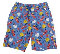 Modré plátenné kraťasy s autami Lupilu