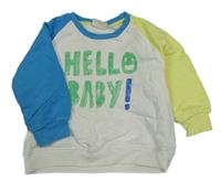 Bielo-azurovo-citronová mikina s nápisom Zara