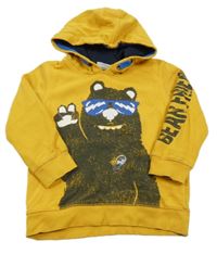 Okrová mikina s medvedíkom a kapucňou Topolino