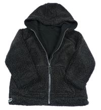 Antracitová huňatá propínací mikina s kapucí M&S