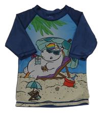 Tmavomodro-modré UV tričko s jednorožcom