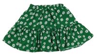 Zelená kvietkovana sukňa s volánikom Shein