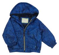 Tmavomodrá šusťáková jarní bunda se zvířátky a kapucí Nutmeg