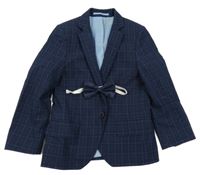 2set - Tmavomodro-modré kockované spoločenské sako + motýlok River Island