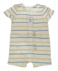 Nové - Smetanový kraťasový overal s proužky GAP