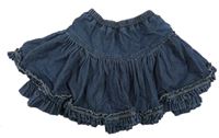 Tmavomodrá rifľová sukňa s volánikmi H&M
