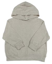 Béžový rebrovaný oversize sveter s kapucňou H&M