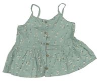 Olivovošedý blúzková ý prepínaci top s kvietkami H&M