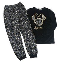Černo-tmavošedé vzorované plyšové pyžamo s Minnie PRIMARK