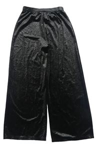 Čierno-strieborné wide leg zamatové nohavice Nutmeg