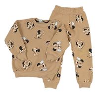 2Set - Svetlohnedá silnější oversize mikina s Minnie + tepláky zn. Zara