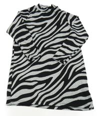 Čierno-bílo/světlešedé vzorované úpletové šaty Peacocks