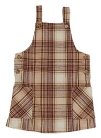 Smetanovo-starorůžovo-pudrovo-tmavohnedé kockované vlnené šaty PRIMARK