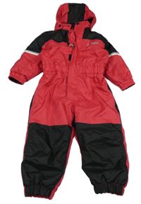 Červeno-čierna šušťáková zimná funkčná kombinéza s odopínacíá kapucňou NORTH BROOK