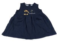 Tmavomodré teplákové šaty s medvedíkom Doddipetto