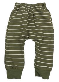 Khaki-bílé pruhované turecké tepláky