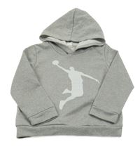 Sivá melírovaná športová mikina so sportovcem a kapucňou SHEIN