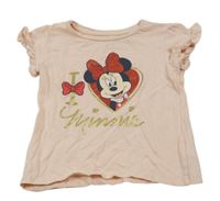 Světlerůžové tričko s Minnie a volánky C&A