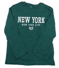 Smaragdové triko s nápisy H&M