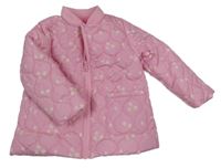 Nové - růžová prošívaná šusťáková jarní zateplená bunda s kytičkami St. Bernard