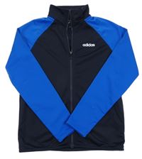 Tmavomodro-safírová thermo propínací mikina Adidas
