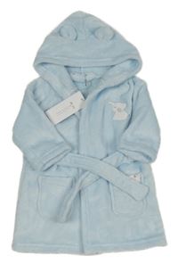 Nové - světlemodrý plyšový župan se sloníkem a kapucí s oušky PURE&SOFT