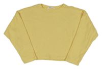 Žltá rebrovaná úpletová oversize crop mikina H&M