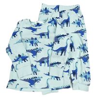 Světlemodré fleecové pyžamo s dinosaury M&S