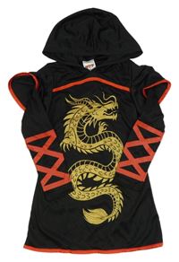 Kockovaným - Čierne tričko s drakom a kapucňou