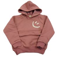 Staroružová mikina so smajlíkom a kapucňou