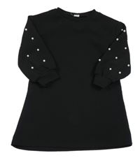 Čierne šaty s perlami na rukávech Shein