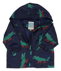 Tmavomodrá šusťáková jarní bunda s krokodýly a kapucí John Lewis