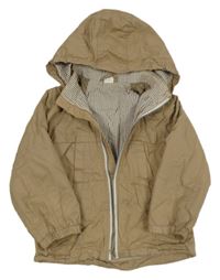 Hnedá plátenná jarná bunda s kapucňou H&M